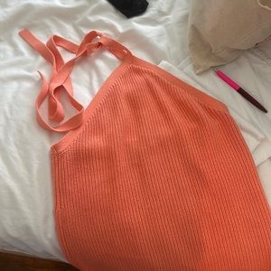Jcrew - coral cashmere blend halter top